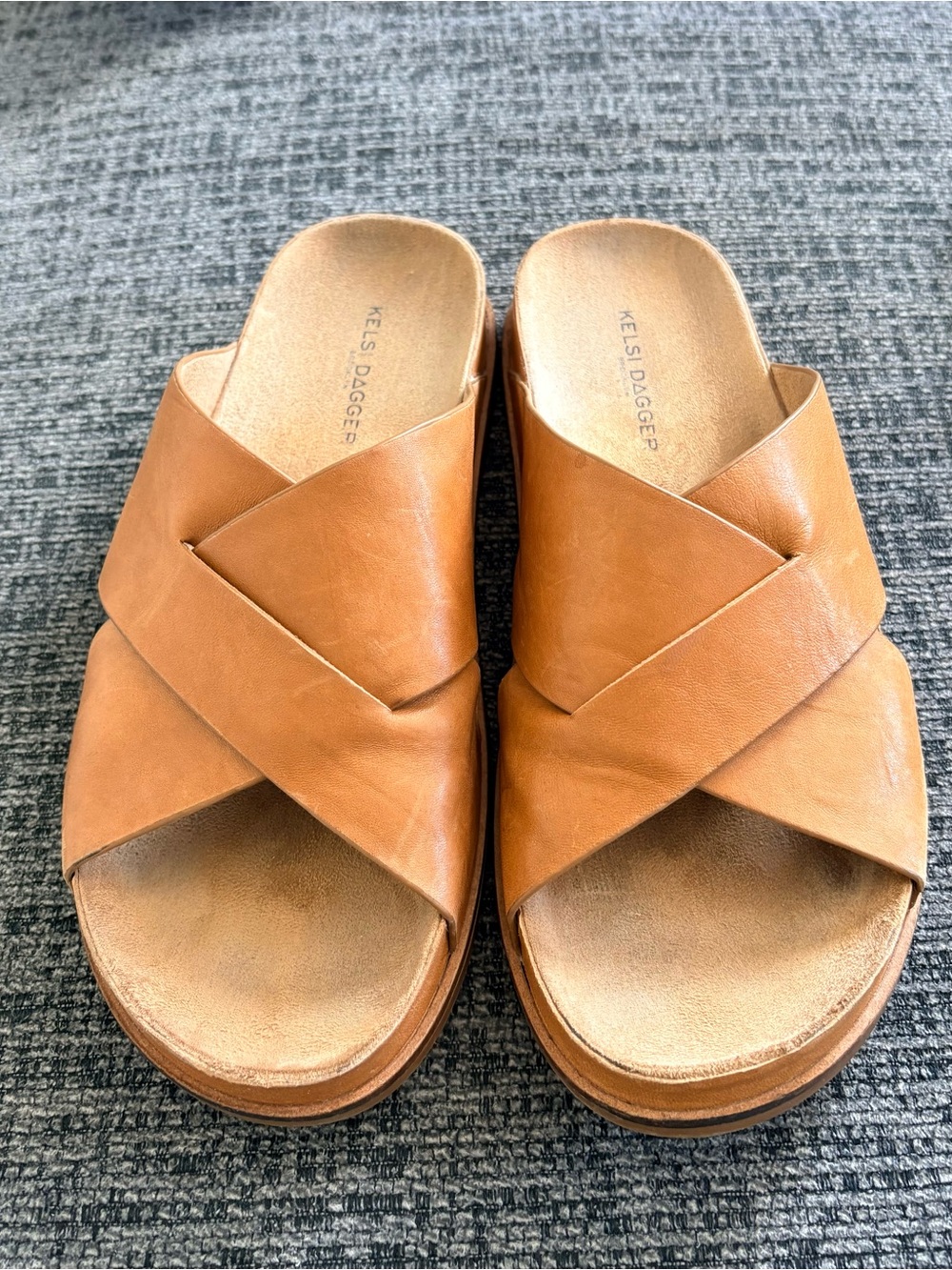 Kelsi Dagger Leather Crisscross Slide Sandals